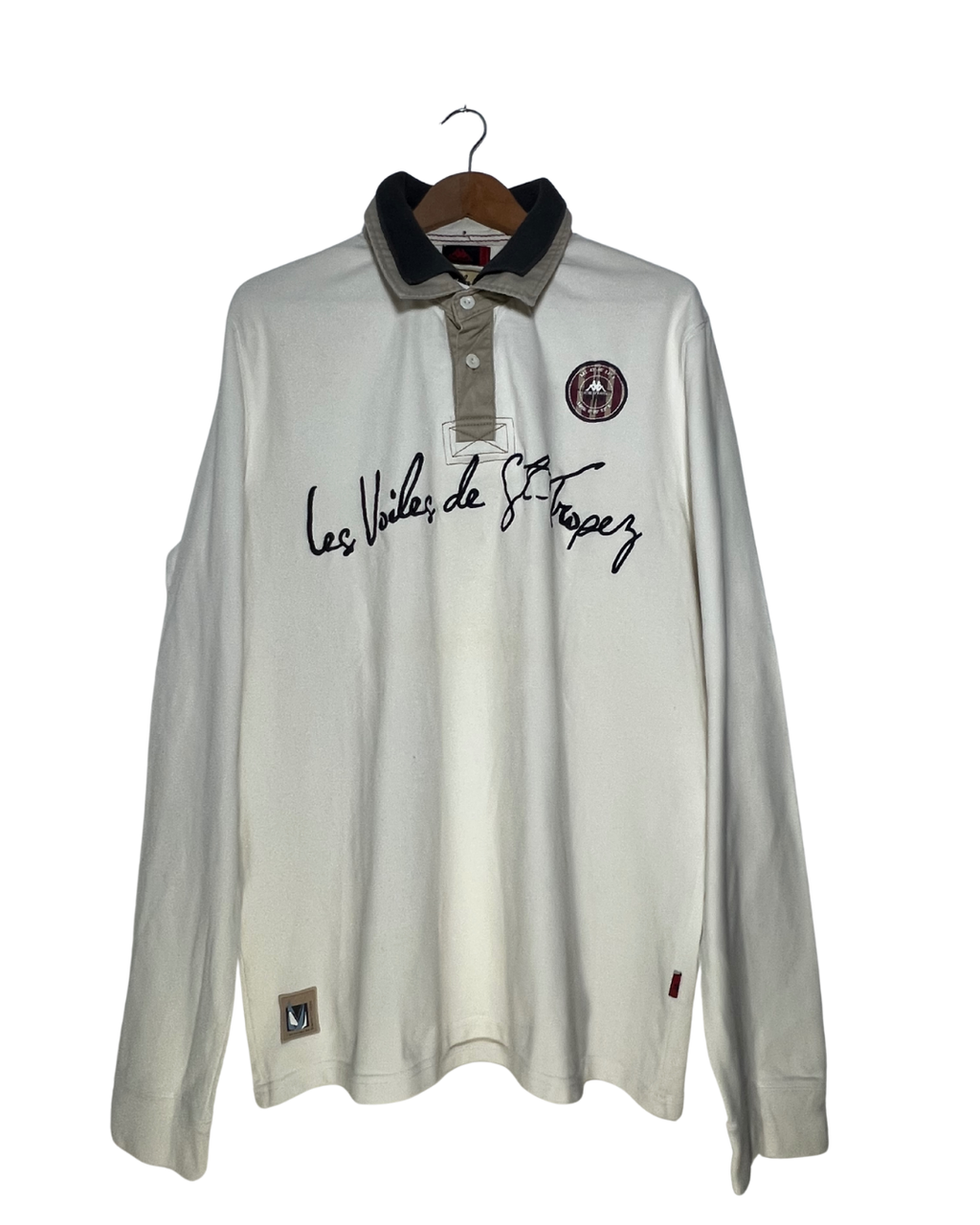 Polo Kappa Vintage Blanco Manga Larga Edición Francesa - Talla XXL