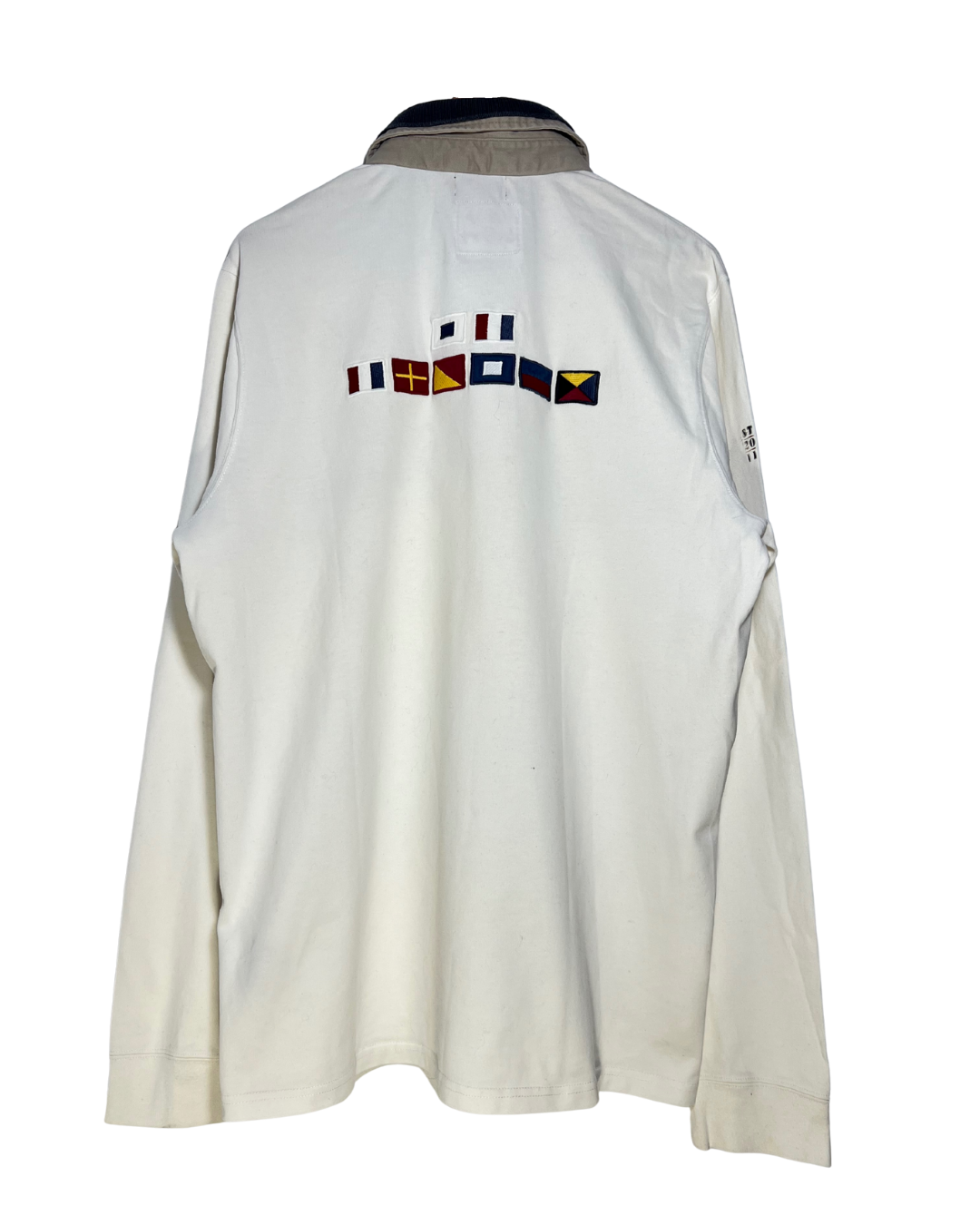Polo Kappa Vintage Blanco Manga Larga Edición Francesa - Talla XXL