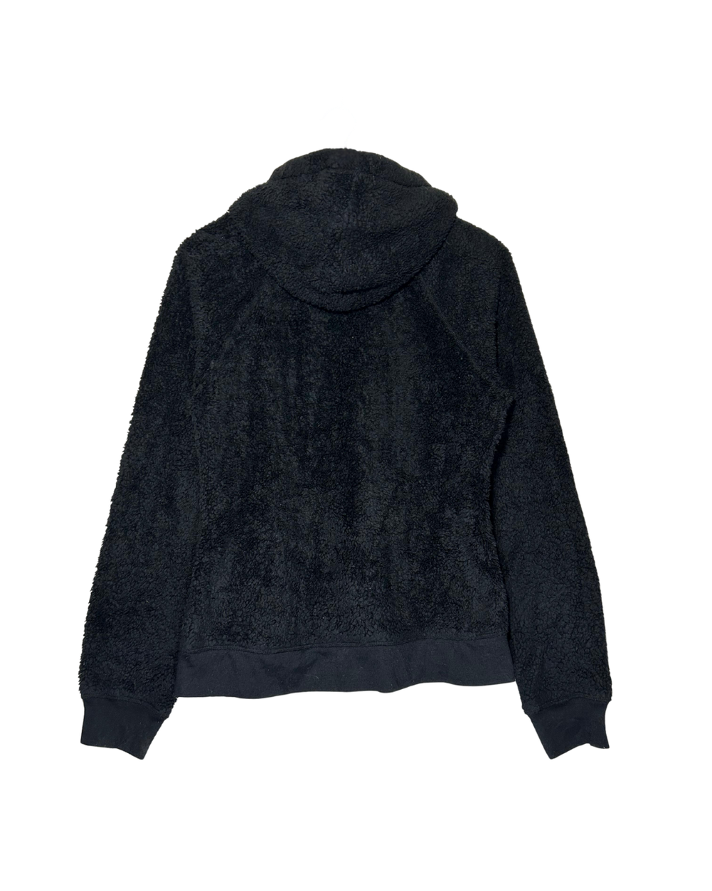 Forro Polar Fila Vintage Negro con Cremallera y Capucha - Talla M