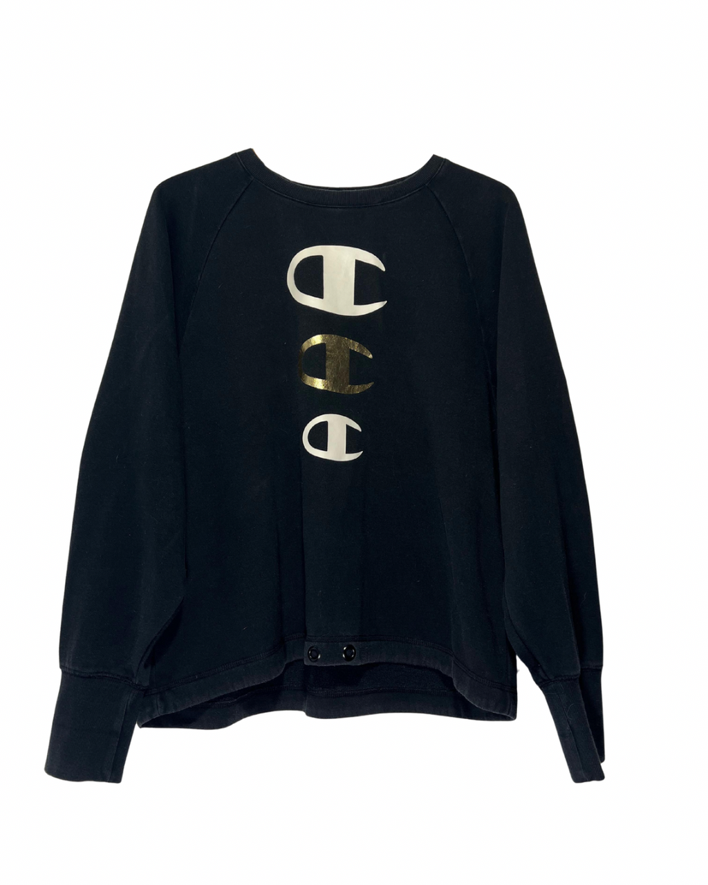 Sudadera Champion Vintage Negra con Estampado Sin Capucha - Talla M