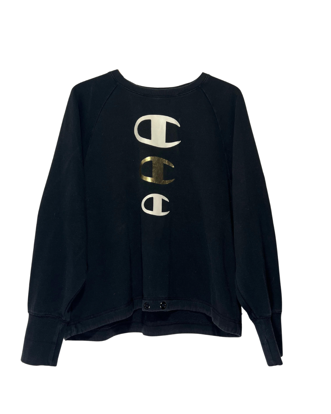 Sudadera Champion Vintage Negra con Estampado Sin Capucha - Talla M