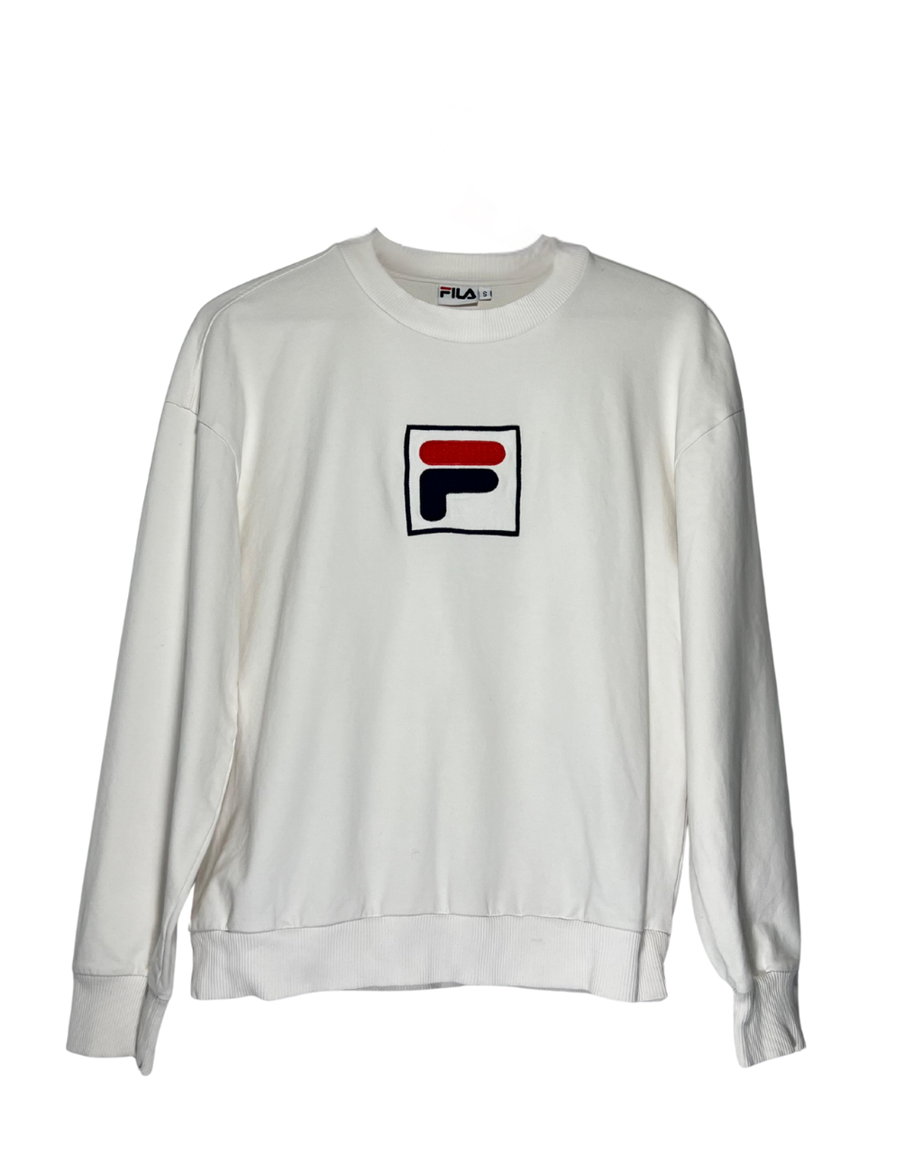 Sudadera Fila Vintage Blanca Estampada Sin Capucha - Talla S