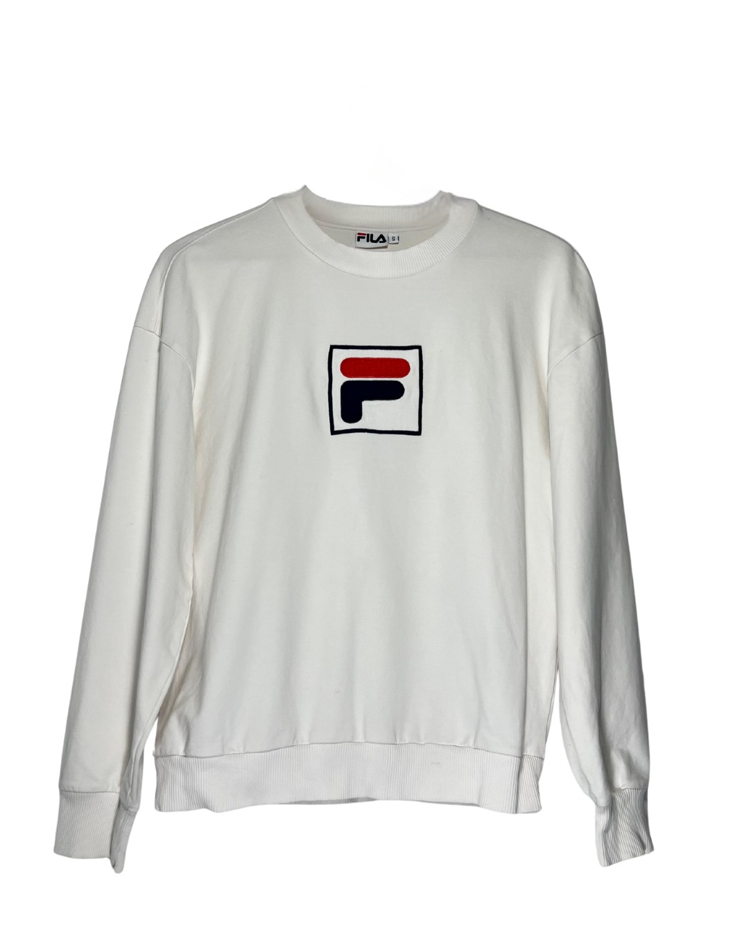 Sudadera Fila Vintage Blanca Estampada Sin Capucha - Talla S