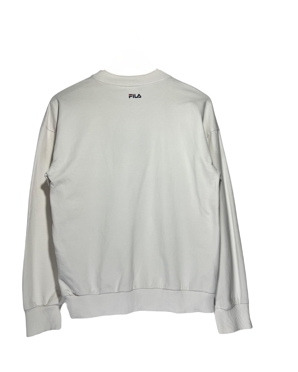 Sudadera Fila Vintage Blanca Estampada Sin Capucha - Talla S