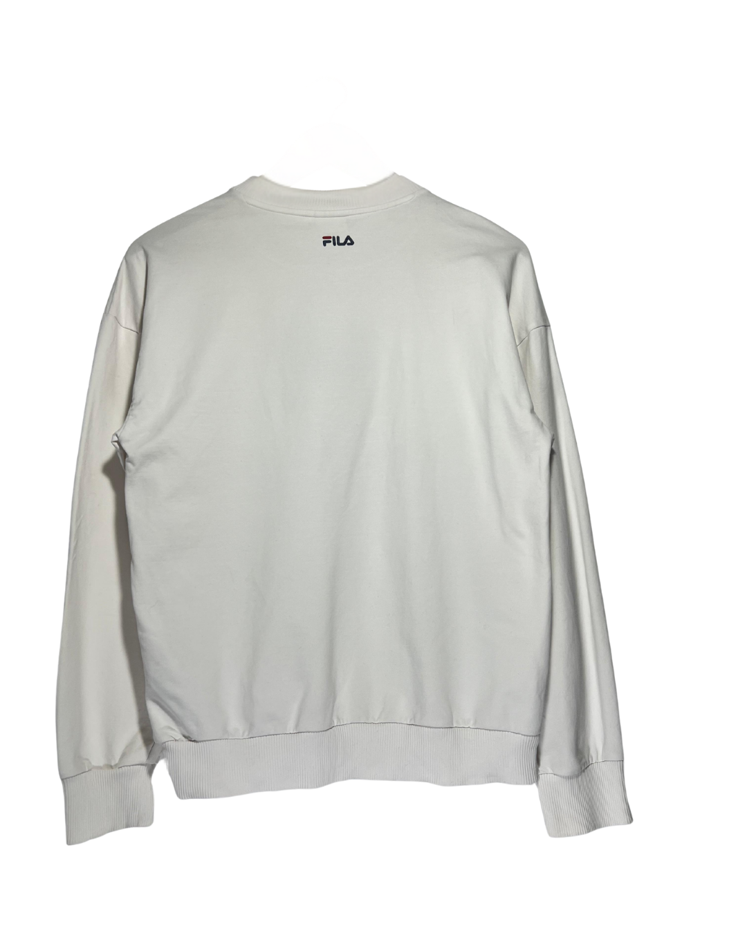 Sudadera Fila Vintage Blanca Estampada Sin Capucha - Talla S