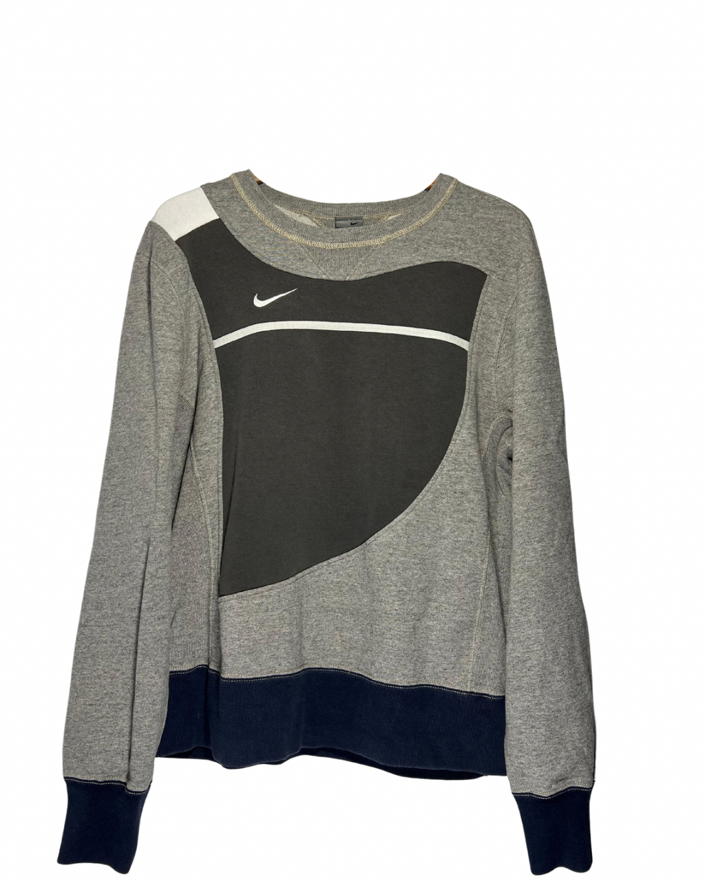 Sudadera Nike Vintage Gris Claro y Oscuro Sin Capucha - Talla S
