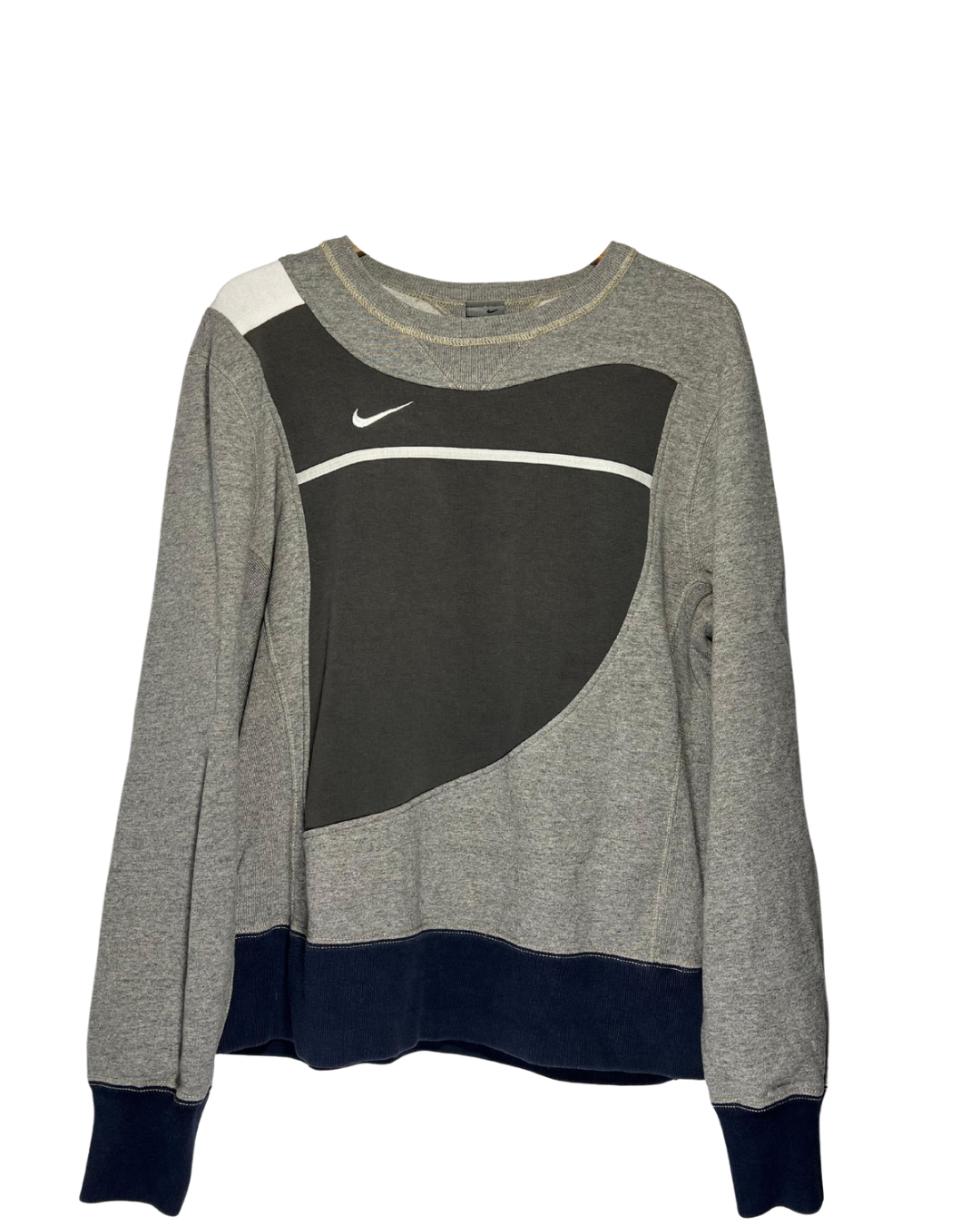 Sudadera Nike Vintage Gris Claro y Oscuro Sin Capucha - Talla S