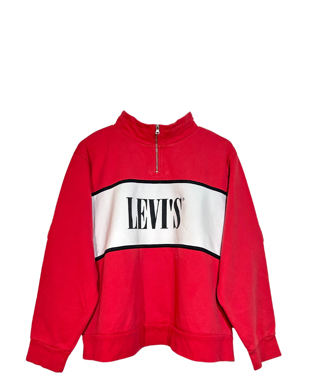 Sudadera Levi's Vintage Roja y Blanca Sin Capucha - Talla M